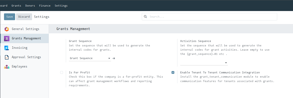 Activate Tenant To Tenant Communication via Grant Settings