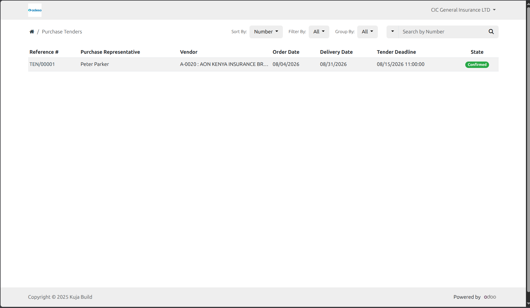Vendor Portal View - Tenders.