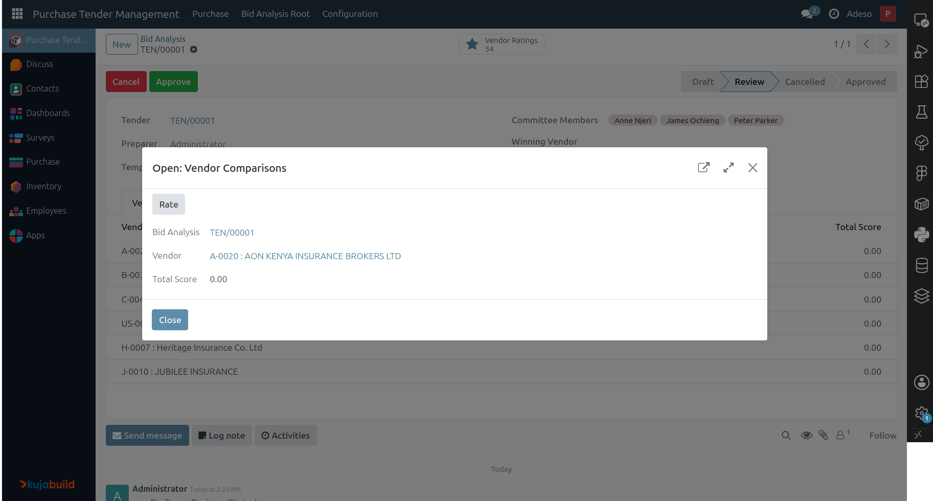 Vendor Rating.